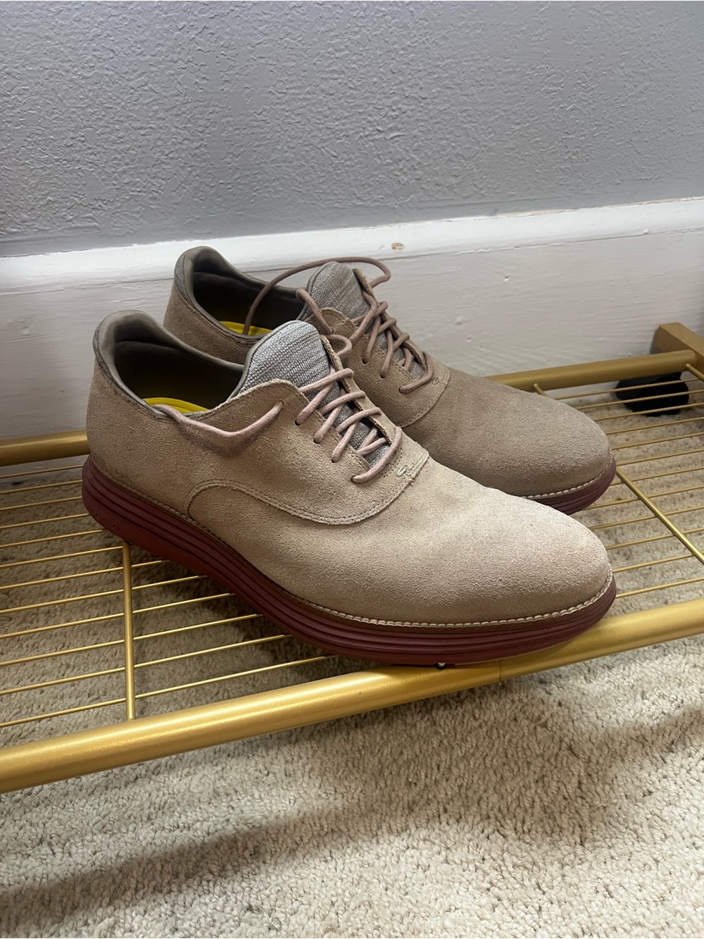 Cole Haan Taupe Suede Oxfords